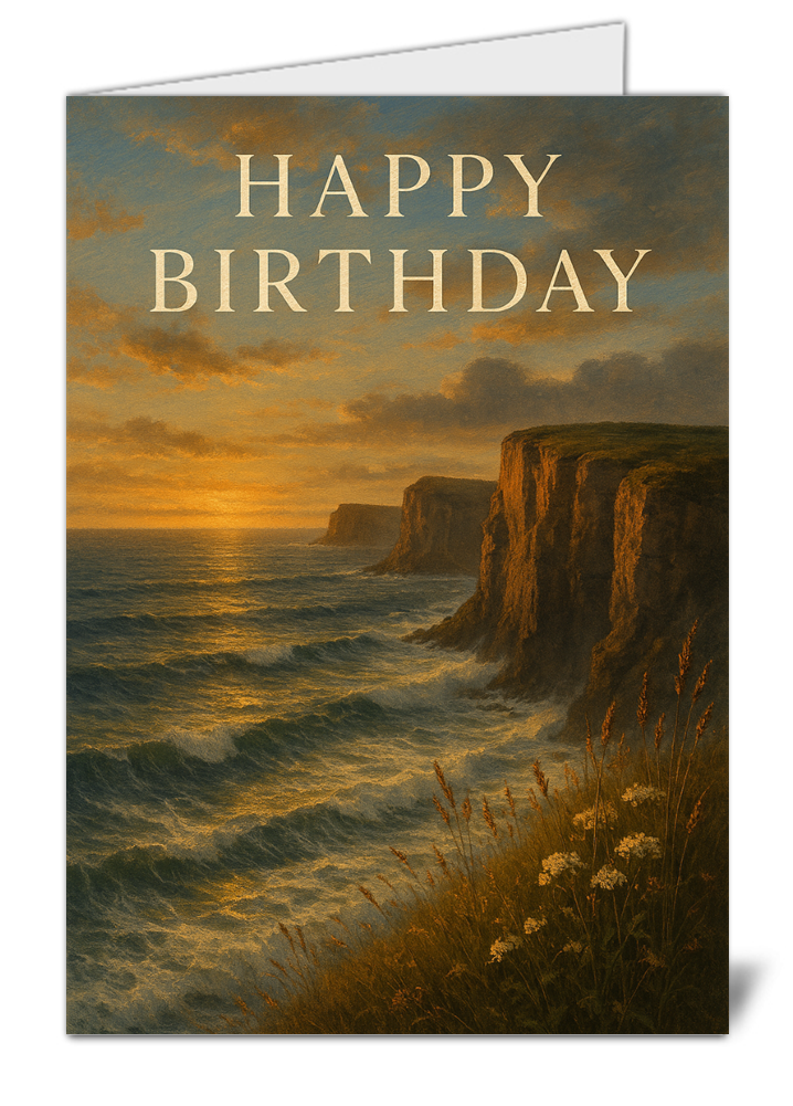 Coastal cliff serenity themed happy birthday card 904 coastal cliff serenity themed happy birthday card high quality gloss birthday card 904 | uk wide print