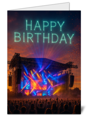 Music festival celebration themed happy birthday card 977 music festival celebration themed happy birthday card high quality gloss birthday card 977 | uk wide print