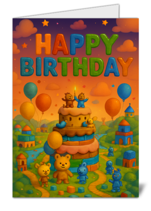 magical toyland birthday spectacle themed happy birthday card   high quality gloss birthday card 988 | uk wide print