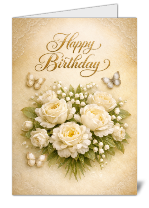 classy floral themed happy birthday card   high quality gloss birthday card 1039