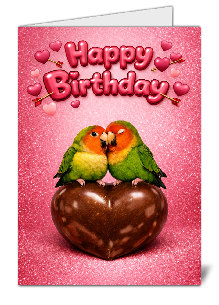 Cute love birds themed happy birthday card 1048 cute love birds themed happy birthday card high quality gloss birthday card 1048 | uk wide print