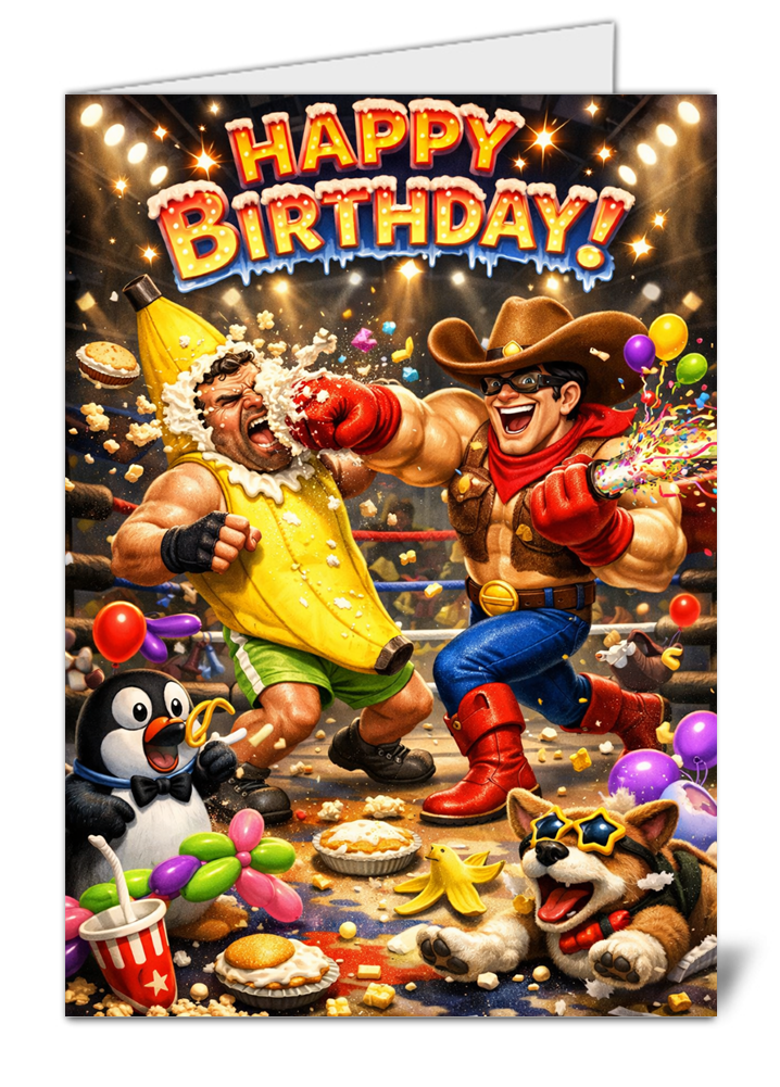 Funny fighting themed happy birthday card 1052 funny fighting themed happy birthday card high quality gloss birthday card 1052 | uk wide print