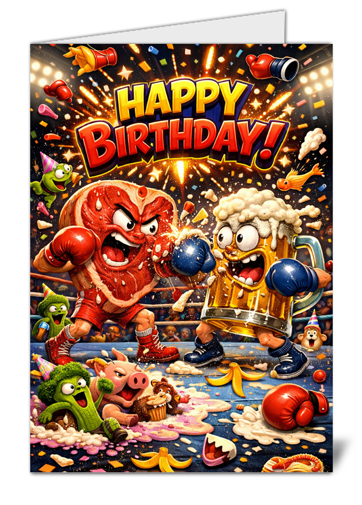 Funny beer themed fighting happy birthday card 1062 funny beer themed fighting happy birthday card high quality gloss birthday card 1062 | uk wide print
