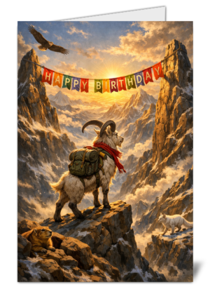Mountain Goat Themed Pet Lovers Happy Birthday Card 1124