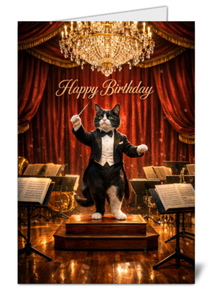 Cat Composer Themed Pet Lovers Happy Birthday Card 1136