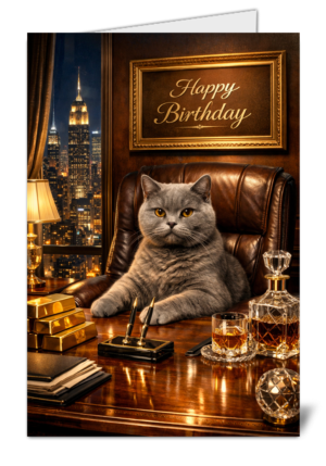 CEO Cat Themed Pet Lovers Happy Birthday Card 1140
