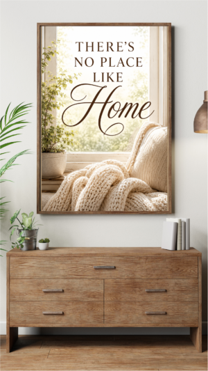 There's No Place Like Home. Loving Home Wall Art Poster – Size A4 To A0