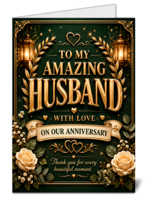 To My Amazing Husband Anniversary Card - Glossy Posh Card With Envelope PC124 - Sale Pic