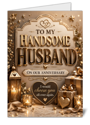 To My Handsome Husband Anniversary Card - Large Glossy Card With Envelope PC125 - Sale Pic