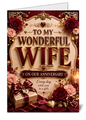 To My Wife Anniversary Card – Glossy Posh Anniversary Card With Envelope PC126 - SALE PIC
